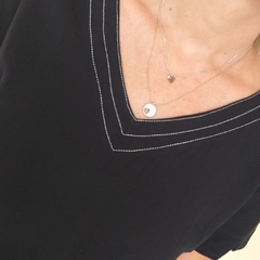 Blusa em viscose com pesponto no decote dress up store