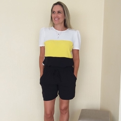 Conjunto em crepe com elastano, manga bufante, short com elástico1 dress up store