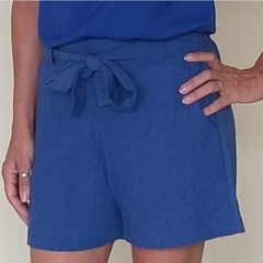 Short alfaiataria em linho com amarração dress up store