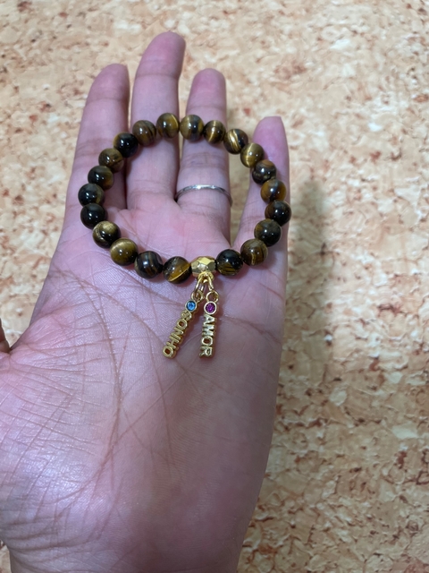 Pulseira Olho de tigre com pingente (pingentes variados )