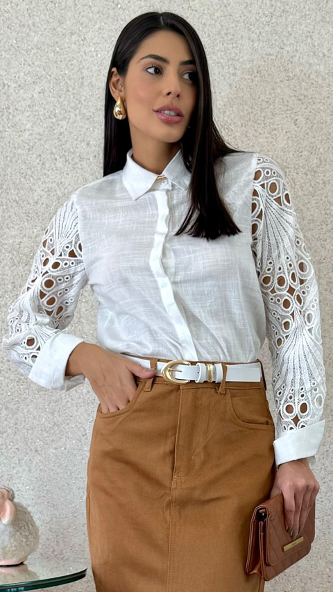 CAMISA RENDADA MANGAS
