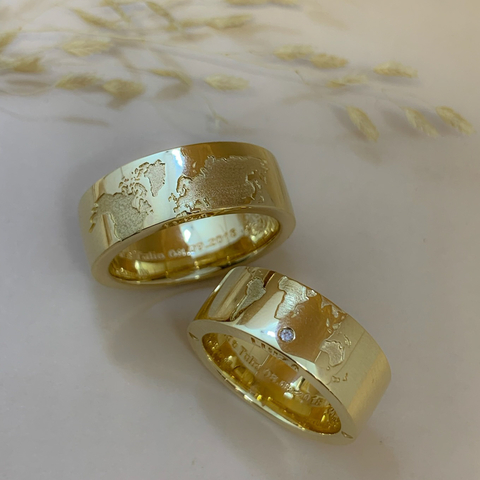 Par de alianças | Together 85 Sabrini Mundi - Ouro 18k