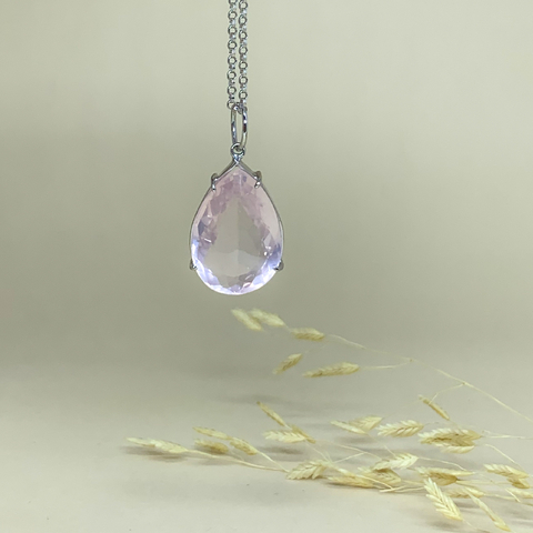 Pingente Quartzo Rosa - Prata 925