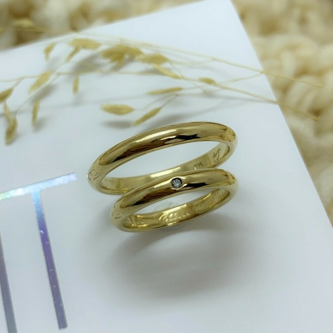 Par de alianças | Together 9 - Ouro 18k