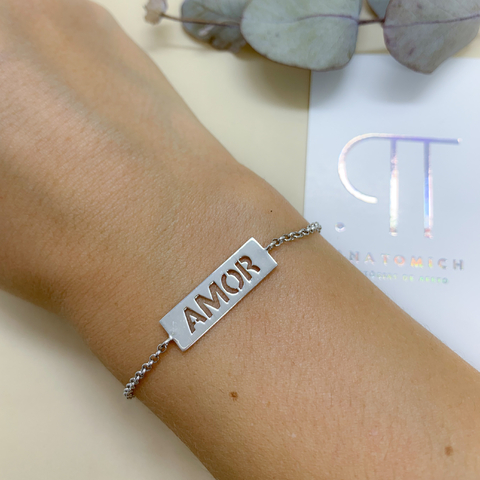 Pulseira Plaquinha Amor - Prata 925
