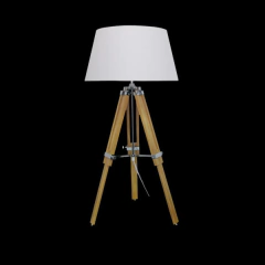 LAMPARA DE MESA DE MADERA CLARA CON HERRAJES - "TR-LM" - comprar online