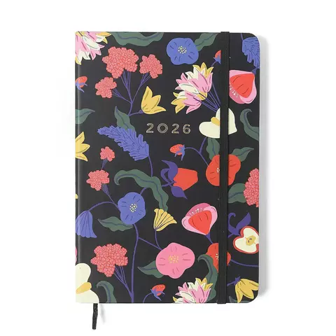 Agenda Planner 2026 Doce Florada Semanal 14x21 Preto