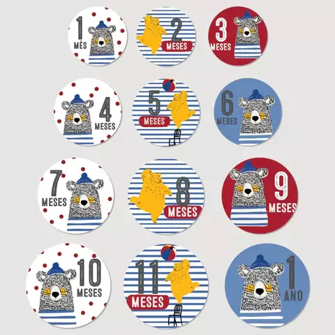 Adesivos Mesversário Ursos
