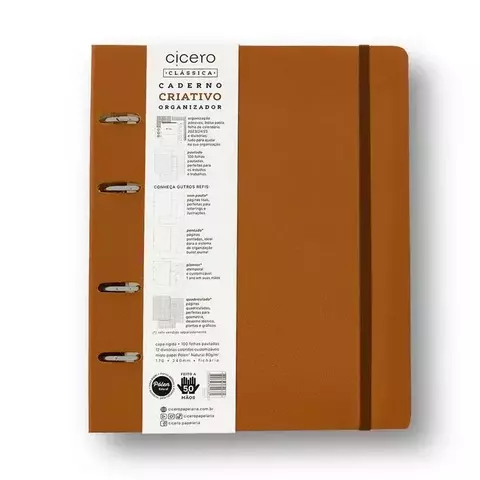 Caderno Criativo Argolado Organizador Pautado Caramelo