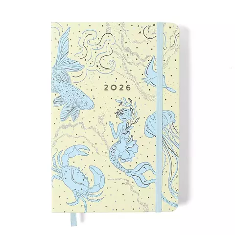 Agenda Planner 2026 Origens Diária 14x21 Áqua Off White