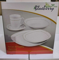 Juego de vajilla de 30 piezas de porcelana con bordes plateado