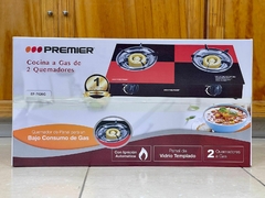 Cocina a gas 2 hornallas con panel vidrio templado