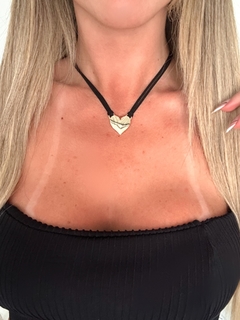 Choker duplo courinho com pingente de coração folheado a ouro 18k e prata 925 na internet