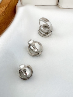 TRIO DE ARGOLAS FOLHEADO A OURO 18K E PRATA 925 LISA COM FECHO - comprar online