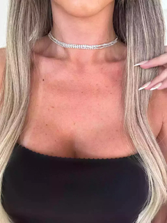 Choker com micro zircônia e cordão baiano folheado a ouro 18k e prata 925. - comprar online