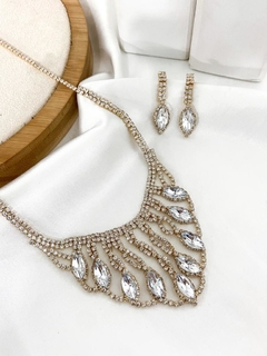 Conjunto colar e brinco com zirconias