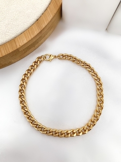 Pulseira banhado em 10 milésimos e verniz italiano elo grumet