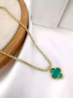 Imagem do Choker zircônias folheado a ouro 18k e prata 925 inspiração joalheria.