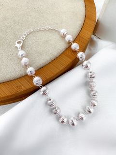 Pulseira folheada a ouro 18k e prata 925 de esferas estonadas. - comprar online