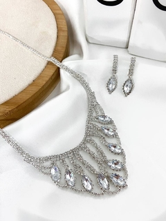 Conjunto colar e brinco com zirconias - comprar online