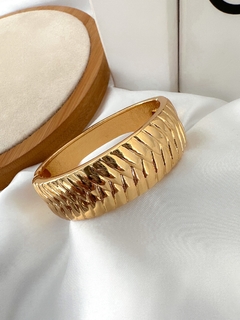 BRACELETE FOLHEADO A OURO 18K E PRATA BALOADO TEXTURIZADO