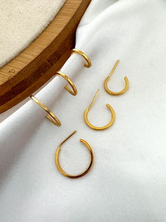 Trio de argolinhas folheado a ouro 18k e prata 925