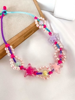 Choker Fio Colorido Com Pérolas