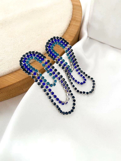 Brinco de festa com zircônias coloridas folheado a ouro 18k e prata. - Febijus