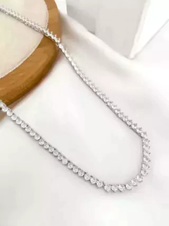 Colar folheado a ouro 18k e prata detalhe em zircônias - Fecho Tranqueta. - Febijus