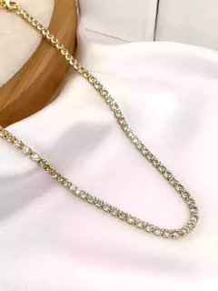 Choker folheada a ouro 18K fio de zirconia.