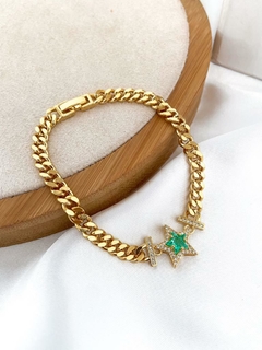 Pulseira banhada em 2 milésimos de ouro mais verniz fecho tranqueta pingente estrela - comprar online