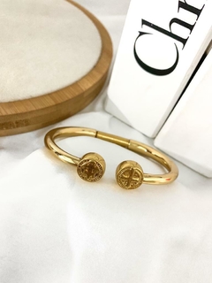 Bracelete banhado a ouro mais verniz italiano com ponteira são bento