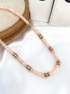 Colar de Cristal com entremeio de zircônia .