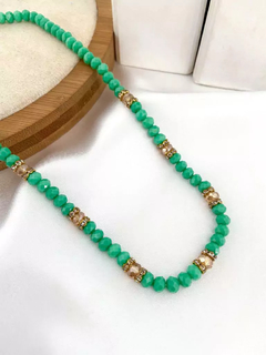 Colar de Cristal com entremeio de zircônia . - Febijus