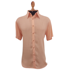 Camisa Social de Viscose com trama de Linho Salmon - comprar online