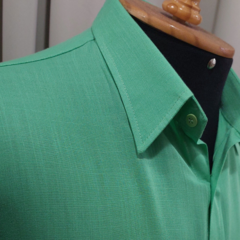 Camisa Social de Viscose com Trama de Linho Verde Claro na internet