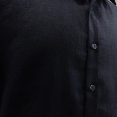 Imagem do Camisa Social de Viscose com Trama de Linho Preto