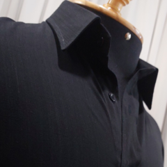 Camisa Social de Viscose com Trama de Linho Preto - loja online