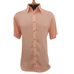 Camisa Social de Viscose com trama de Linho Salmon - loja online