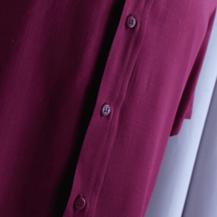 Camisa Social de Viscose com Trama de Linho Marsala - Alfaiataria F.R