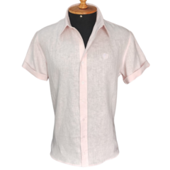 Camisa Social Linho Puro Manga Curta