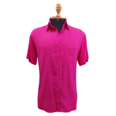 Camisa Social de Viscose com Trama de Linho Pink - comprar online