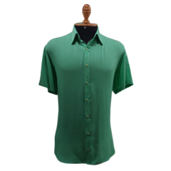 Camisa Social de Viscose com Trama de Linho Verde Menta na internet