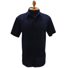 Camisa Social Linho Puro Manga Curta Preto - comprar online