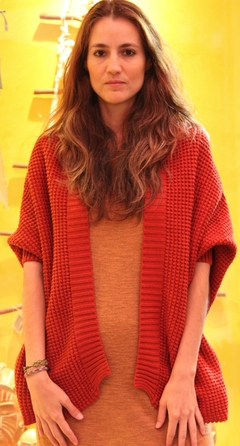 Casaco Tricot Kimono Punho Canelado