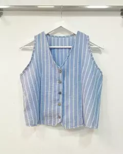 [LINO RAYADO] Chaleco Rayado Con Botones en internet