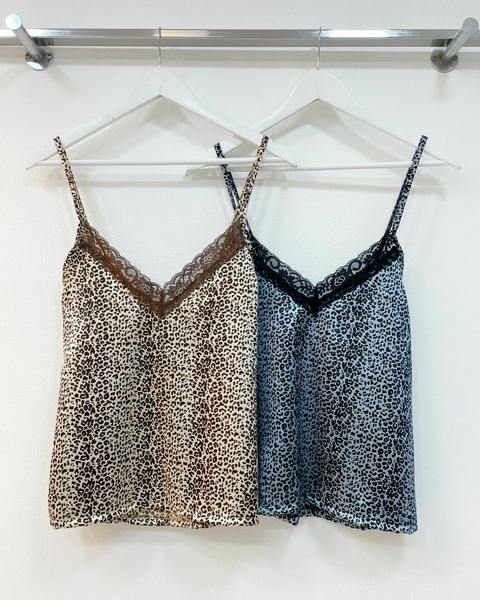 [SEDA+ENCAJE] Musculosa animal print