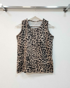 [MICROFIBRA] Musculosa cuello redondo animal print - comprar online