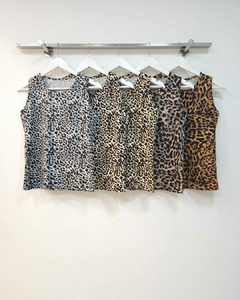 [MICROFIBRA] Musculosa cuello redondo animal print