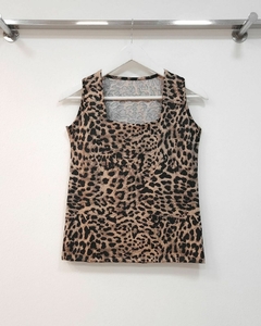 [MICROFIBRA] Musculosa animal print cuello cuadrado - comprar online
